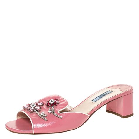 prada leather flower slides|prada straw sandals.